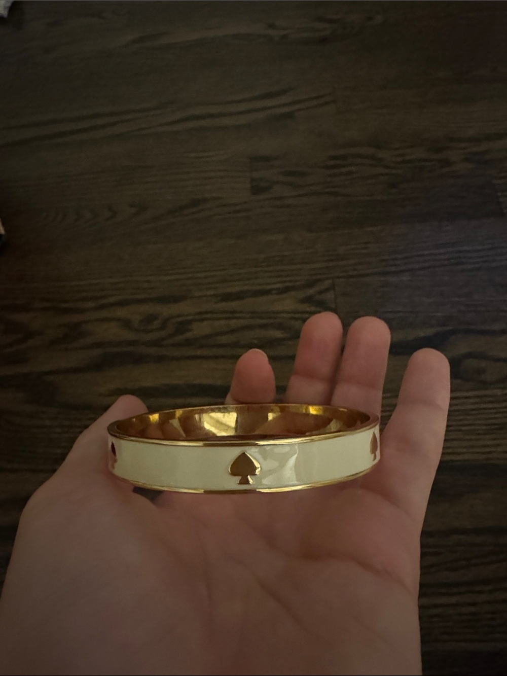 kate spade Ivory and Gold Spade Enamel Bangle Bracelet